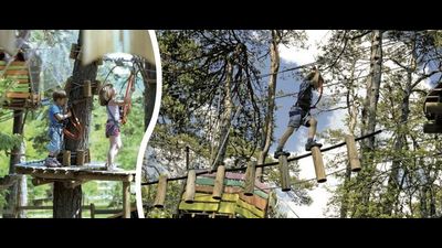 Activités ludiques : Parcours d’aventure dans les arbres, sentier pieds nus, luge rail…(© Drôme Aventure) 